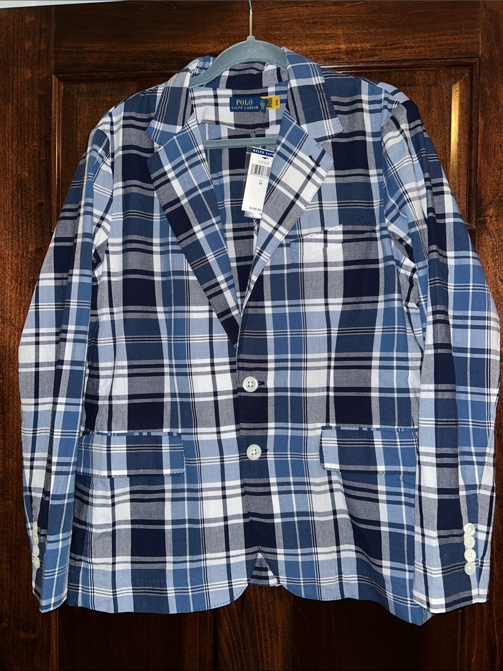 Polo Ralph Lauren Women’s Blue Plaid Blazer 16 NWT